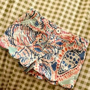 Lilly Pulitzer Girls 3T Coral and Blue Seashell Shorts